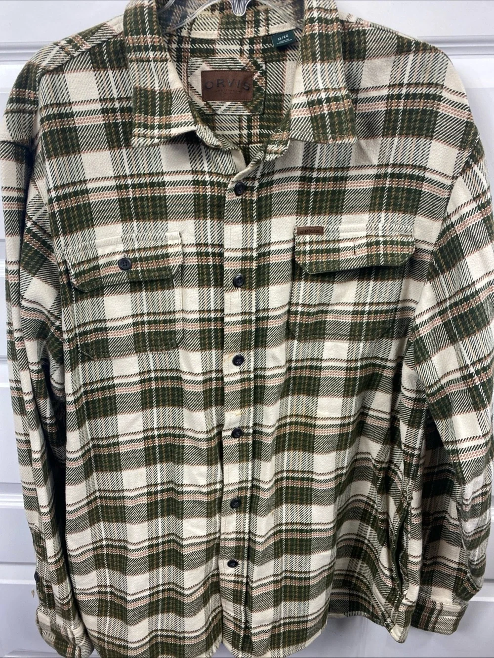 Orvis Heavyweight Flannel Shirt Jacket Mens XL Plaid Button Front Shacket Outdoo
